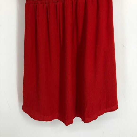 Gentle Fawn red scoop neck smocked waist short sleeve a-line mini dress size 2 - Picture 13 of 16